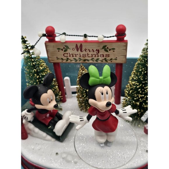 Disney Animated Ice Skating Mickey & Minnie Mouse Christmas Light Up Musical - Picture 2 of 16